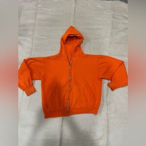 Bright Orange Cropped Zip-Up Hoodie